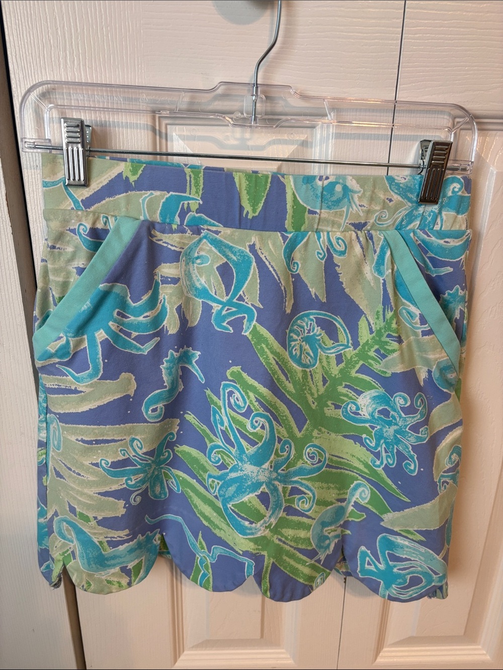 Ana Clare Ocean Animals Scalloped Hem Printed Skort -XS